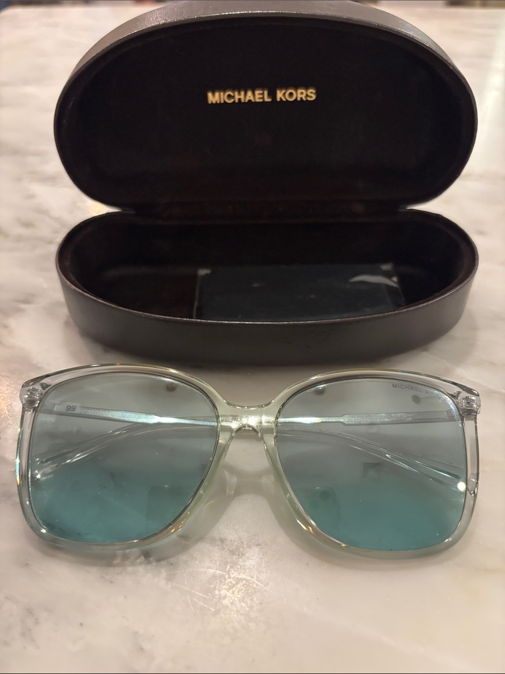 Michael Kors Clear Frame Sunglasses with Blue Gradient Lenses